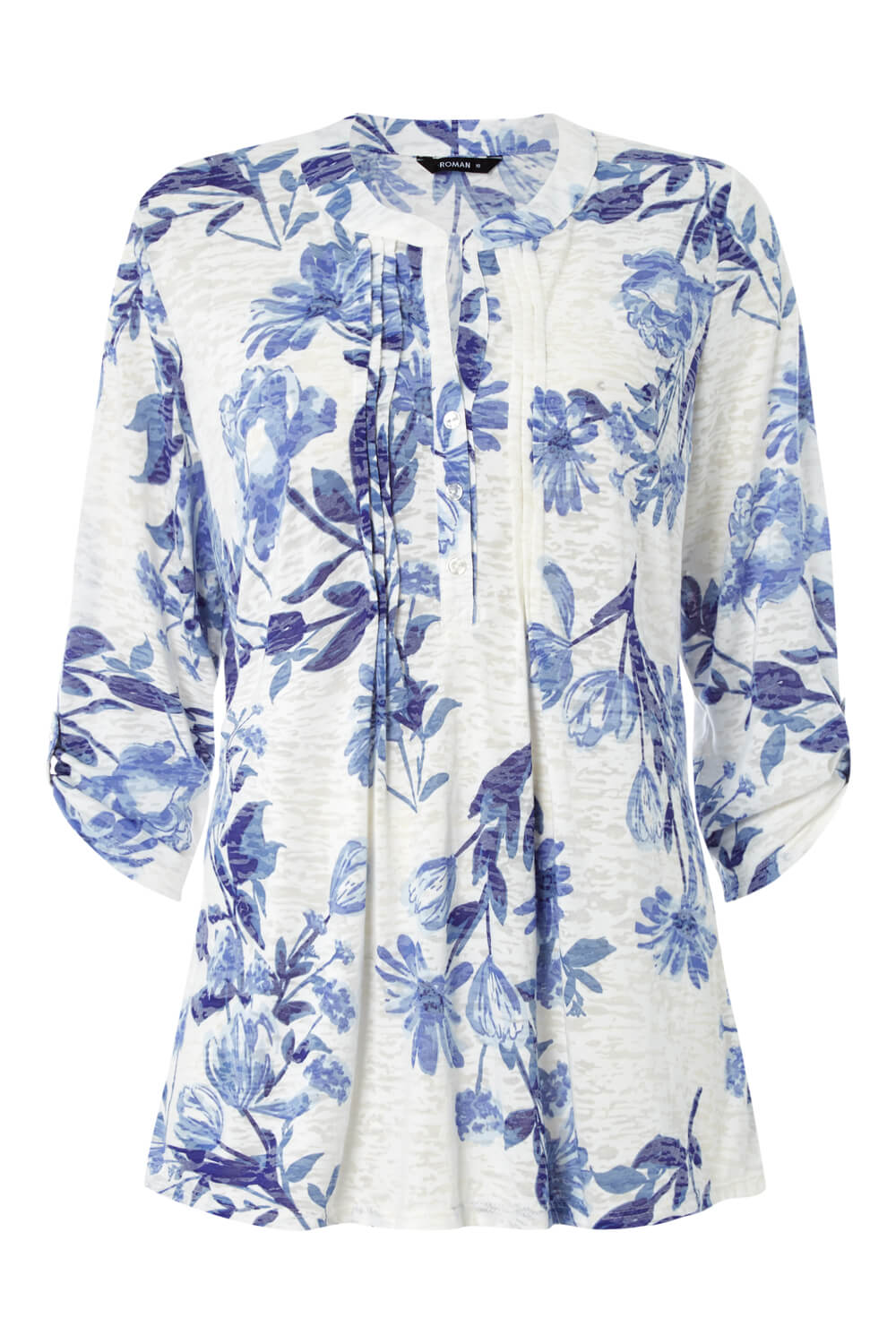 Blue Burnout Floral Jersey Shirt, Image 4 of 8