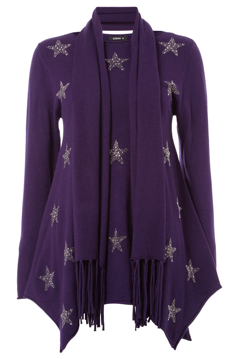 Purple Star Print Knitted Tunic with Scarf, Image 5 of 5