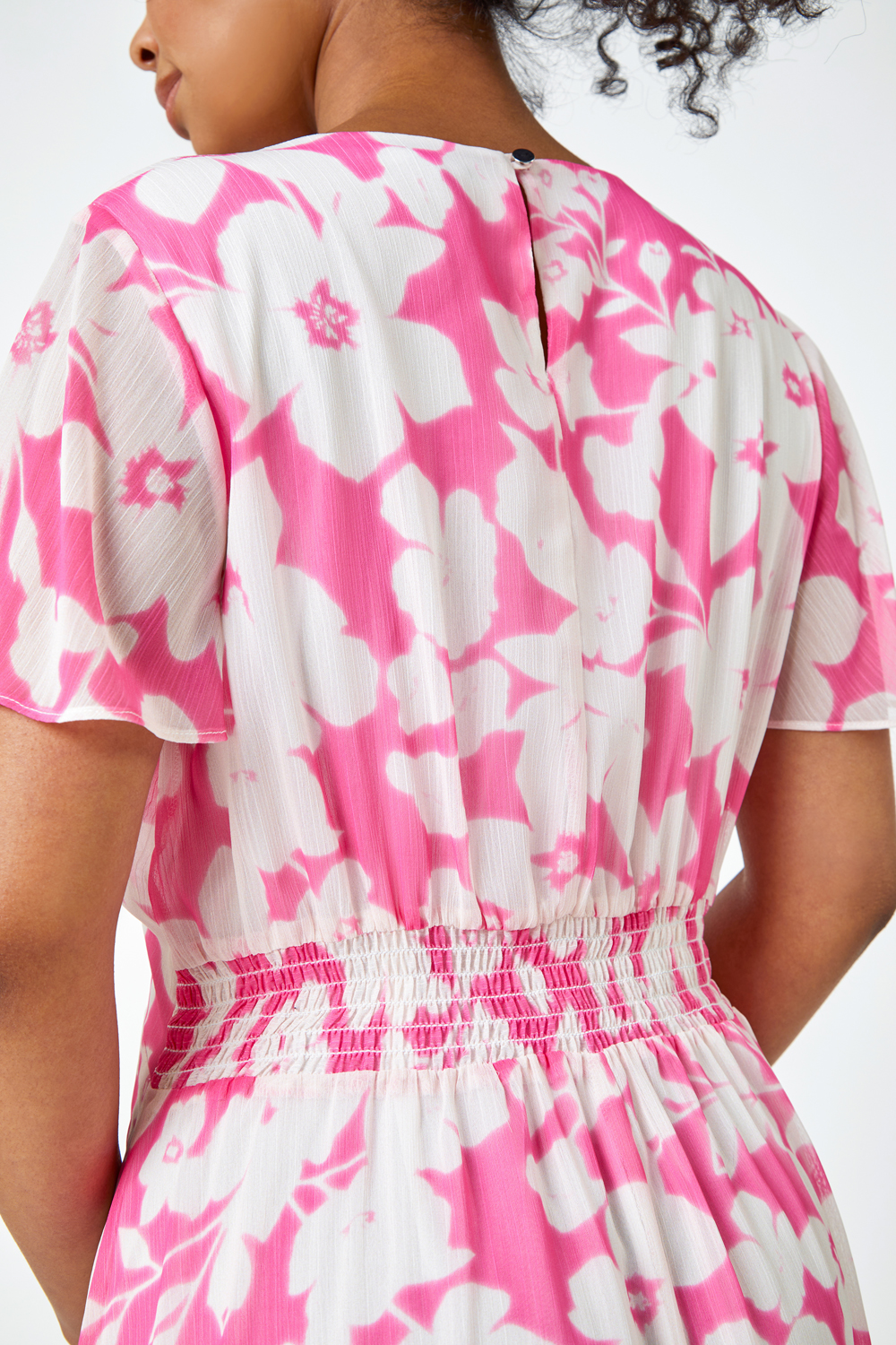 PINK Petite Frill Hem Floral Midi Dress, Image 5 of 5