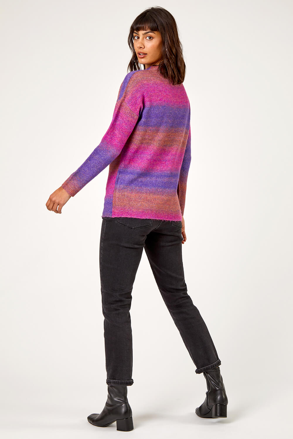 Purple Ombre Print High Neck Jumper, Image 2 of 5