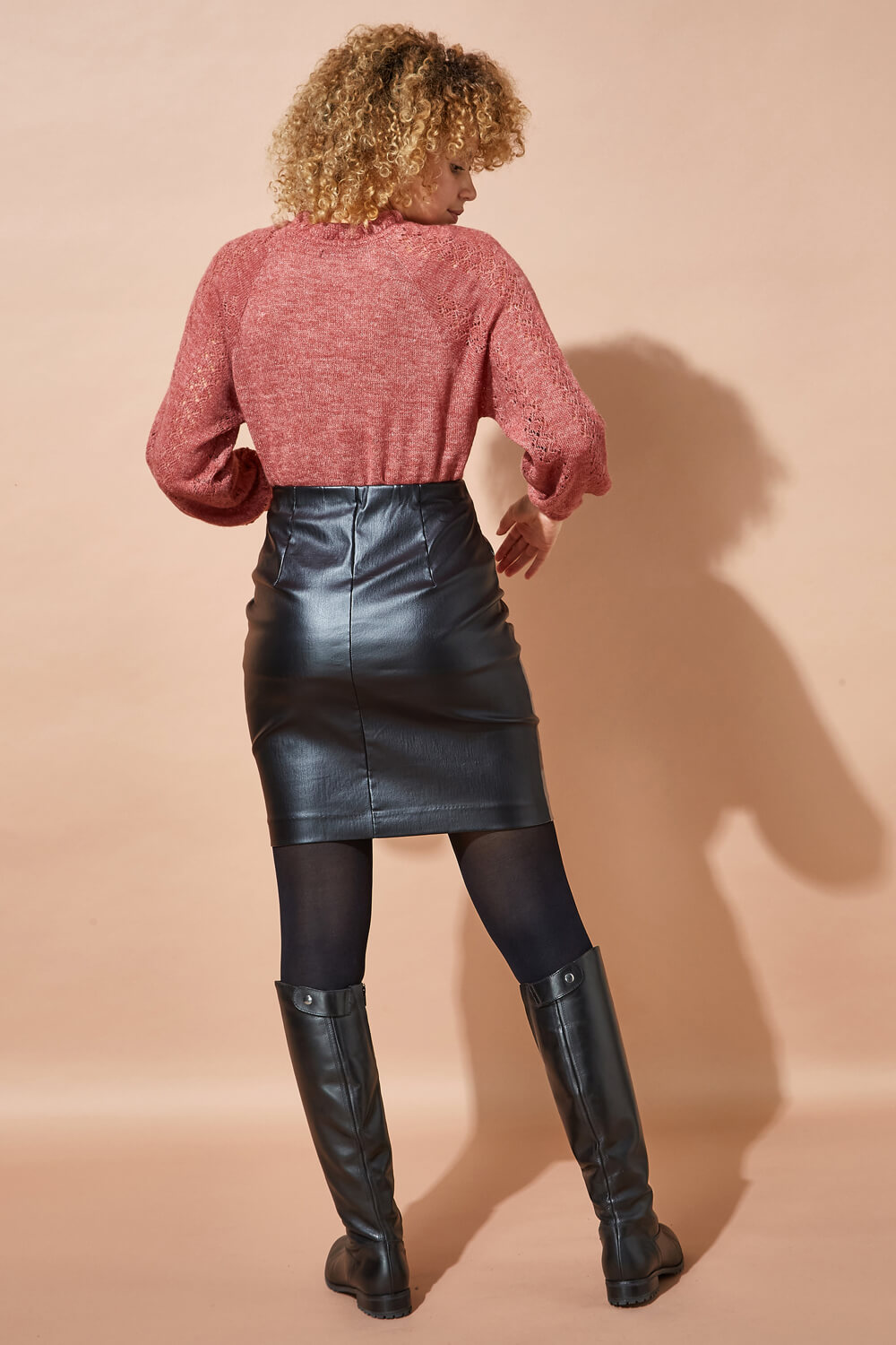 Black Faux Leather Mini Skirt, Image 4 of 4