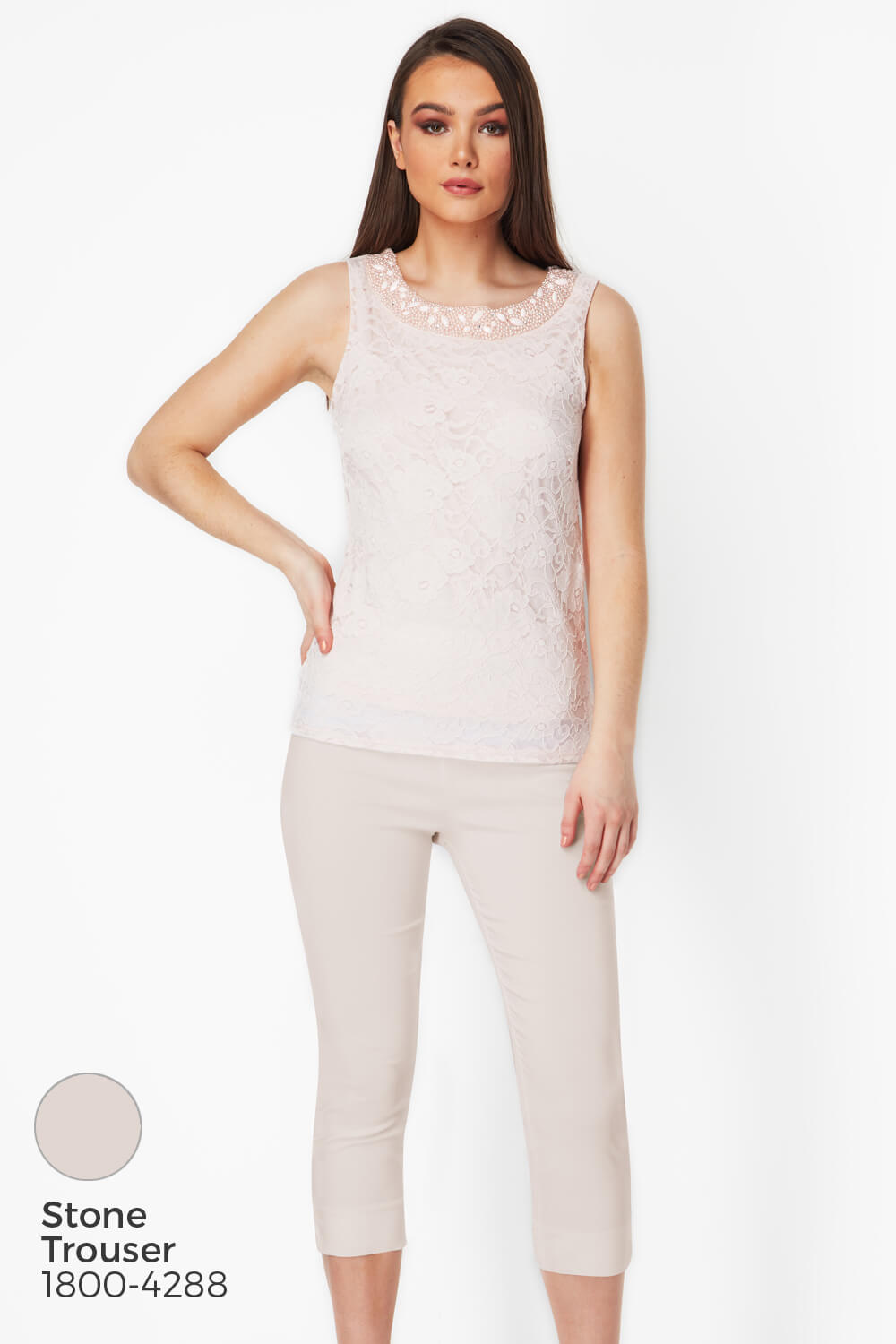 PINK Embellished Lace Shell Top, Image 9 of 9