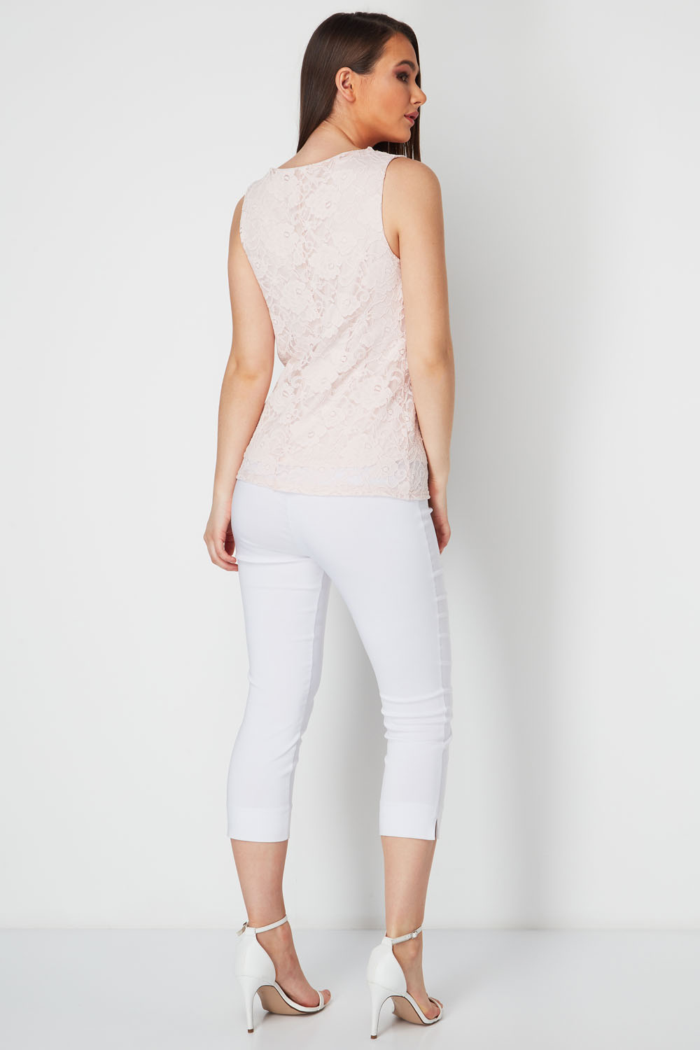 PINK Embellished Lace Shell Top, Image 3 of 9