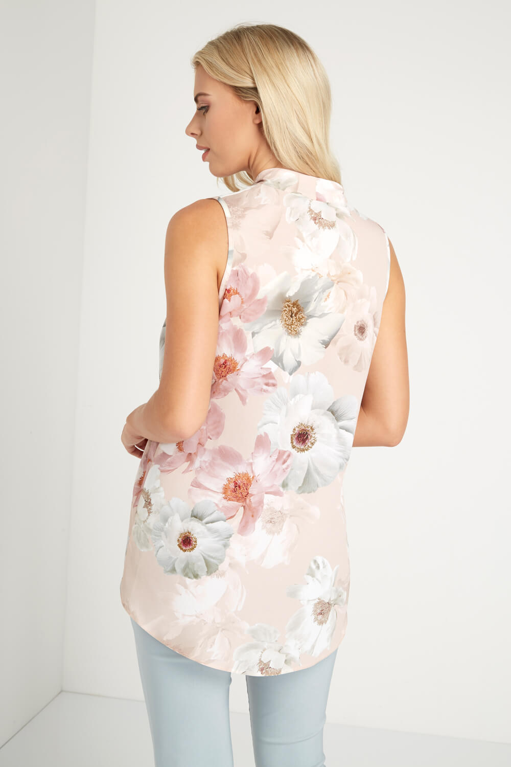 Light Pink Floral Print Pleat Top, Image 2 of 4