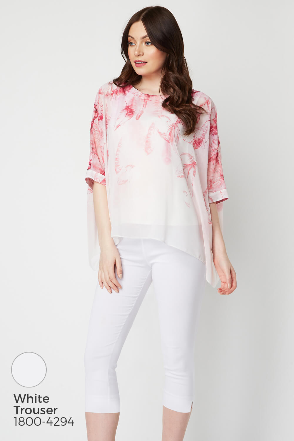 PINK Feather Border Print Overlay Top, Image 5 of 8