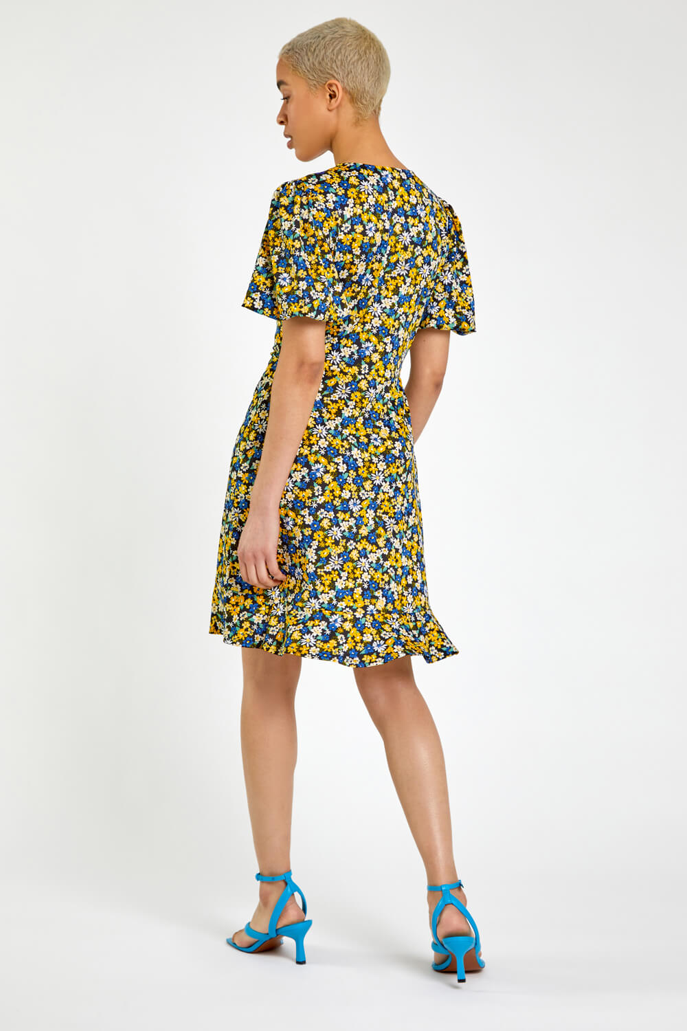 Yellow Ditsy Daisy Print Tea Dress, Image 2 of 5