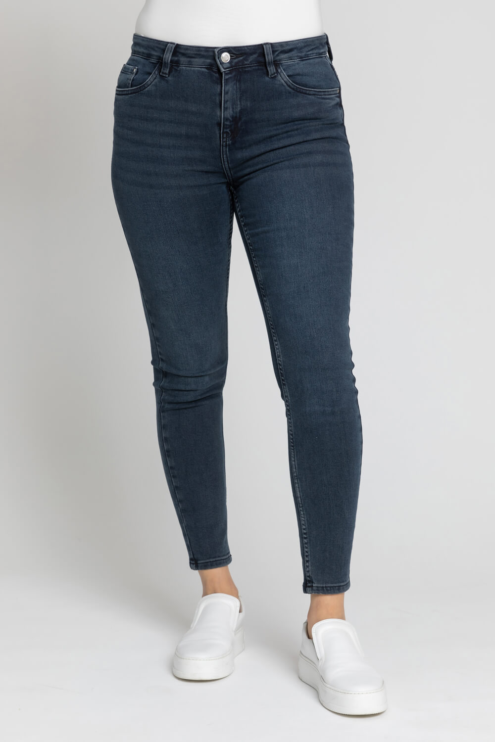 Midnight Blue 29" Stretch Skinny Jeans, Image 2 of 4