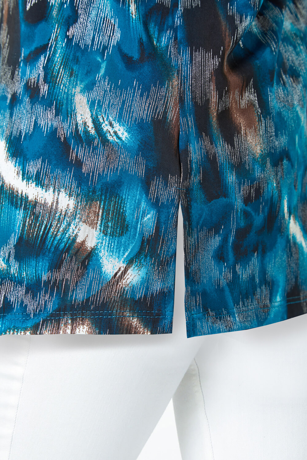 Blue Metallic Abstract Print Oversized T-Shirt, Image 5 of 5