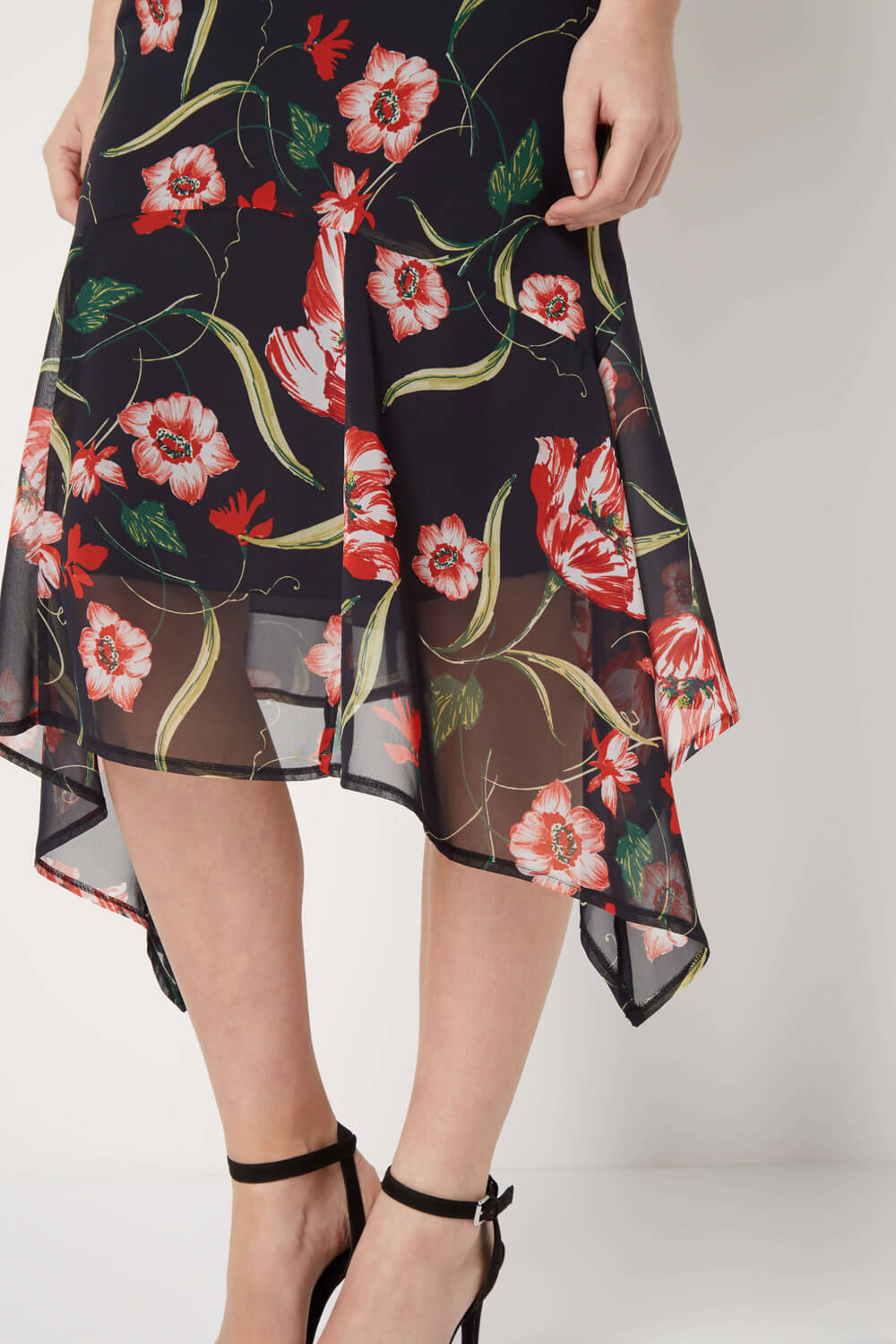 Black Floral Chiffon Skirt, Image 4 of 5