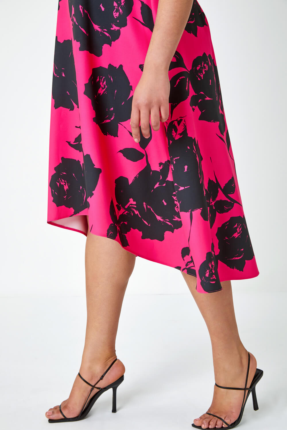 PINK Curve Premium Stretch Floral Midi Dress, Image 5 of 5