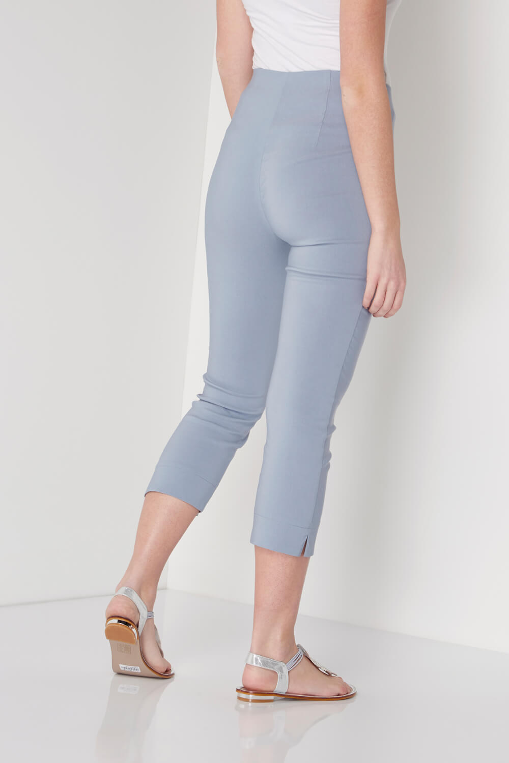 Grey Cropped Stretch Trouser, Image 2 of 4