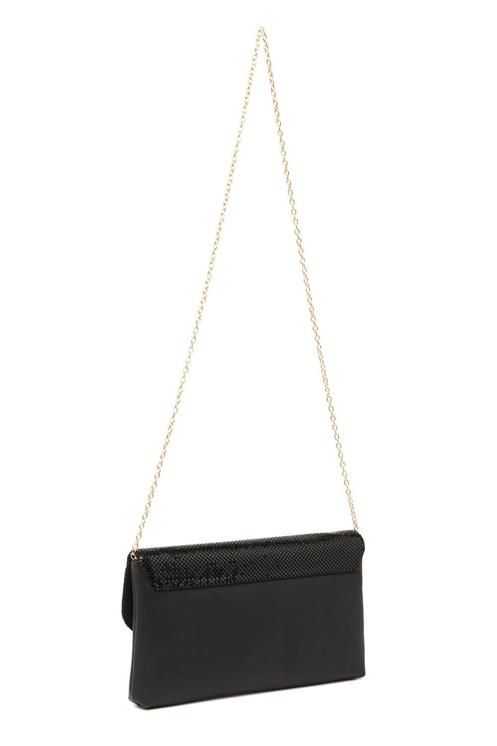 Black Twist Lock Chainmail PU Clutch Bag, Image 4 of 5