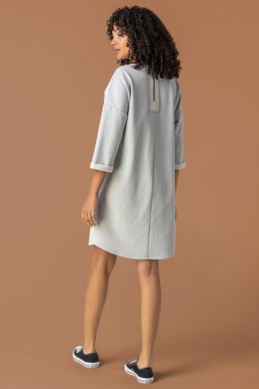 Grey Zip Pocket Detail Jumper Dress, Image 2 of 4