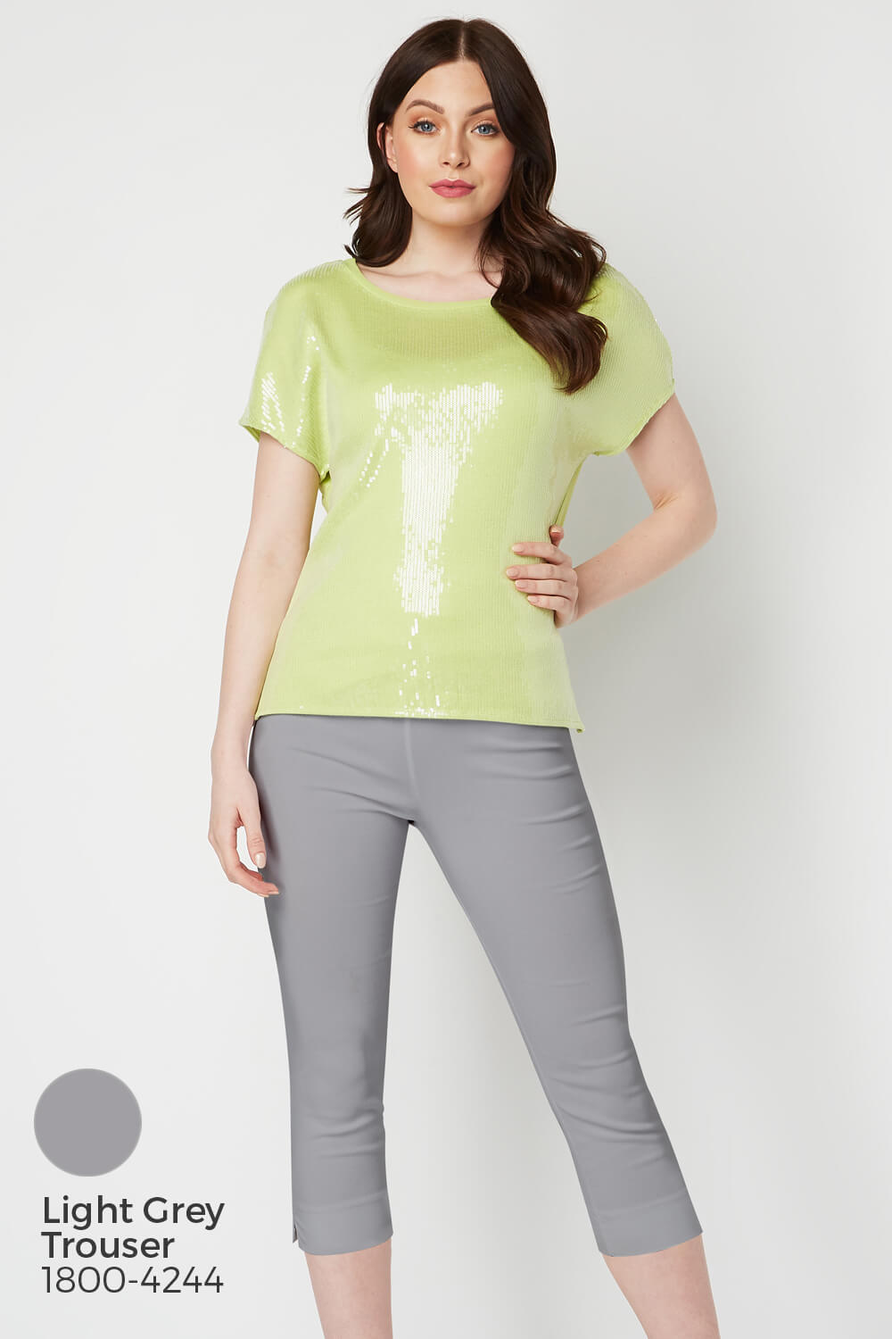 Lime Sequin Embellished Front T-Shirt, Image 6 of 6