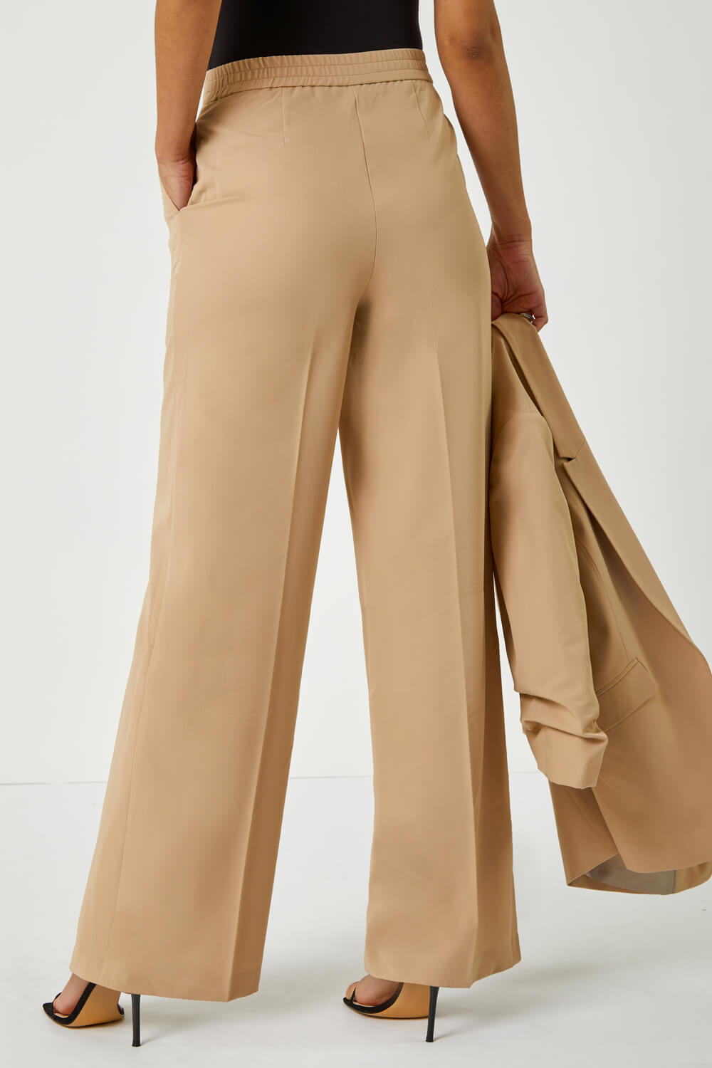 Natural  Tailored Relaxed Stretch Trousers, Image 3 of 5