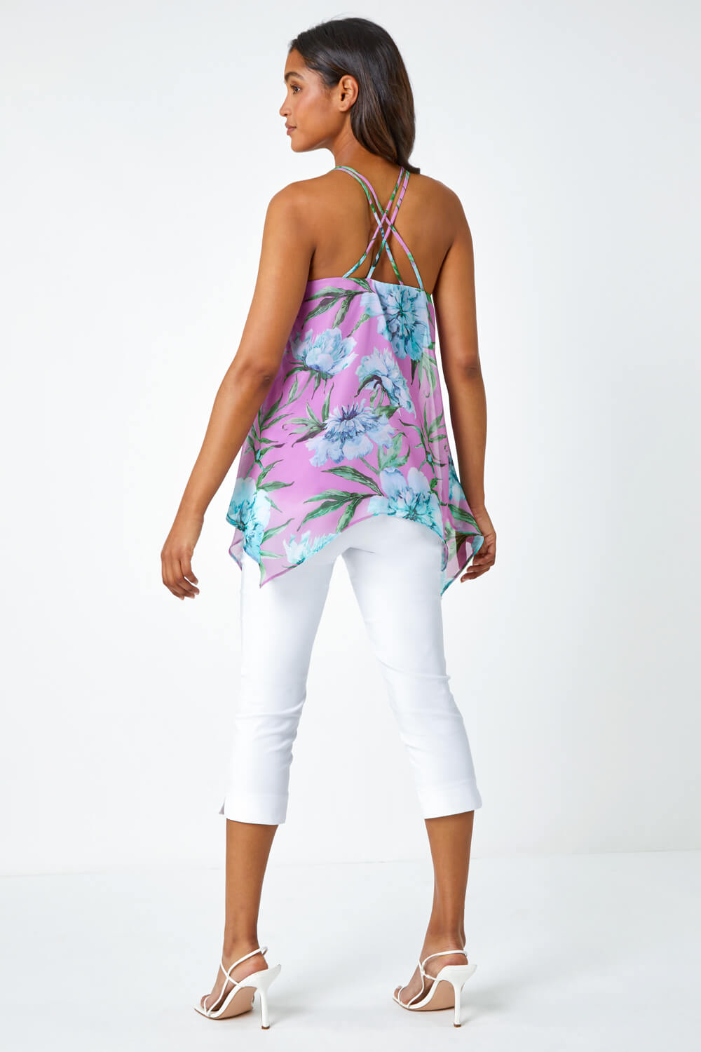 PINK Sleeveless Floral Double Layer Top, Image 4 of 6