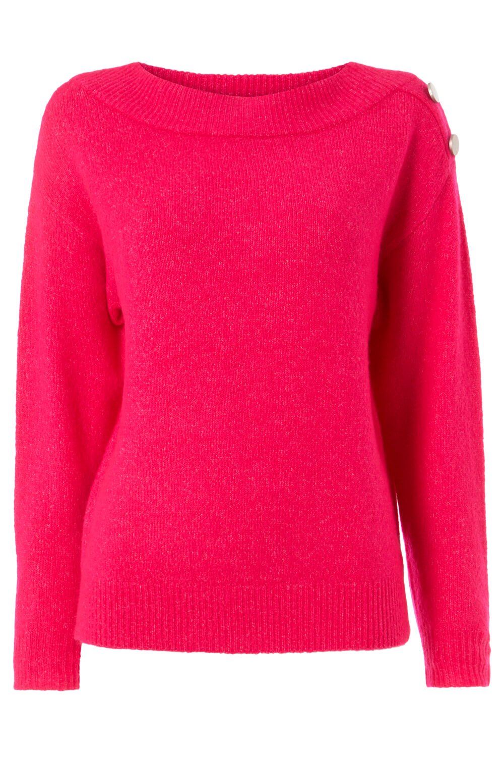 MAGENTA Button Detail Sleeve Jumper , Image 5 of 5