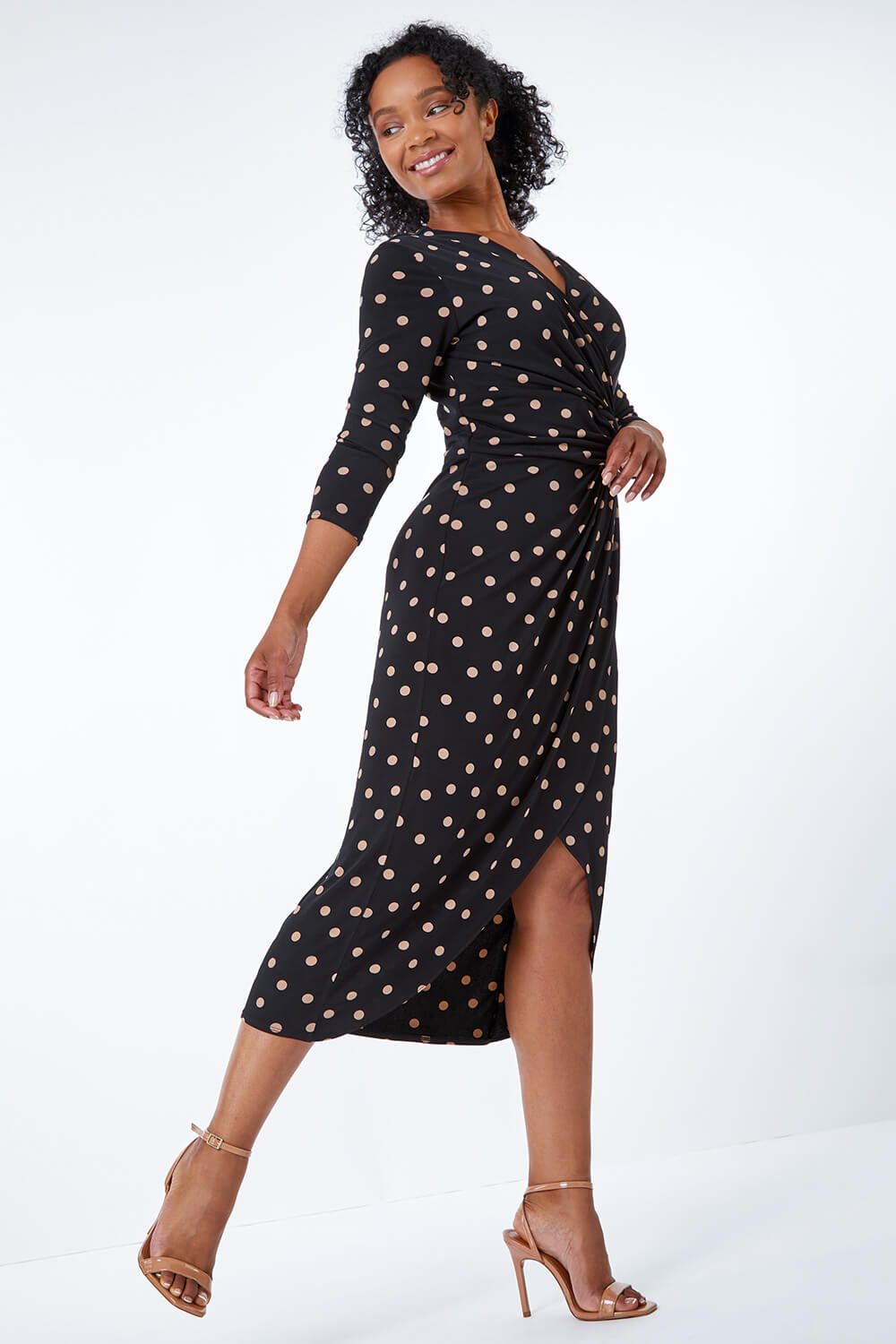 Black wrap best sale midi dress uk