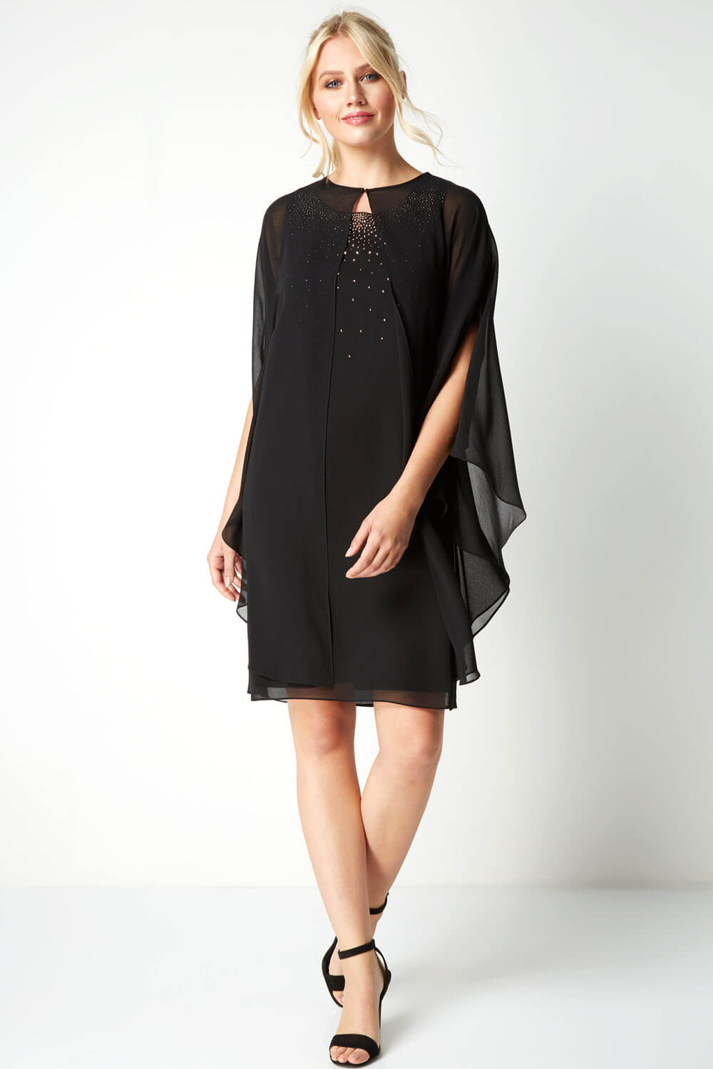 Black Embellished Swing Dress, Image 5 of 6