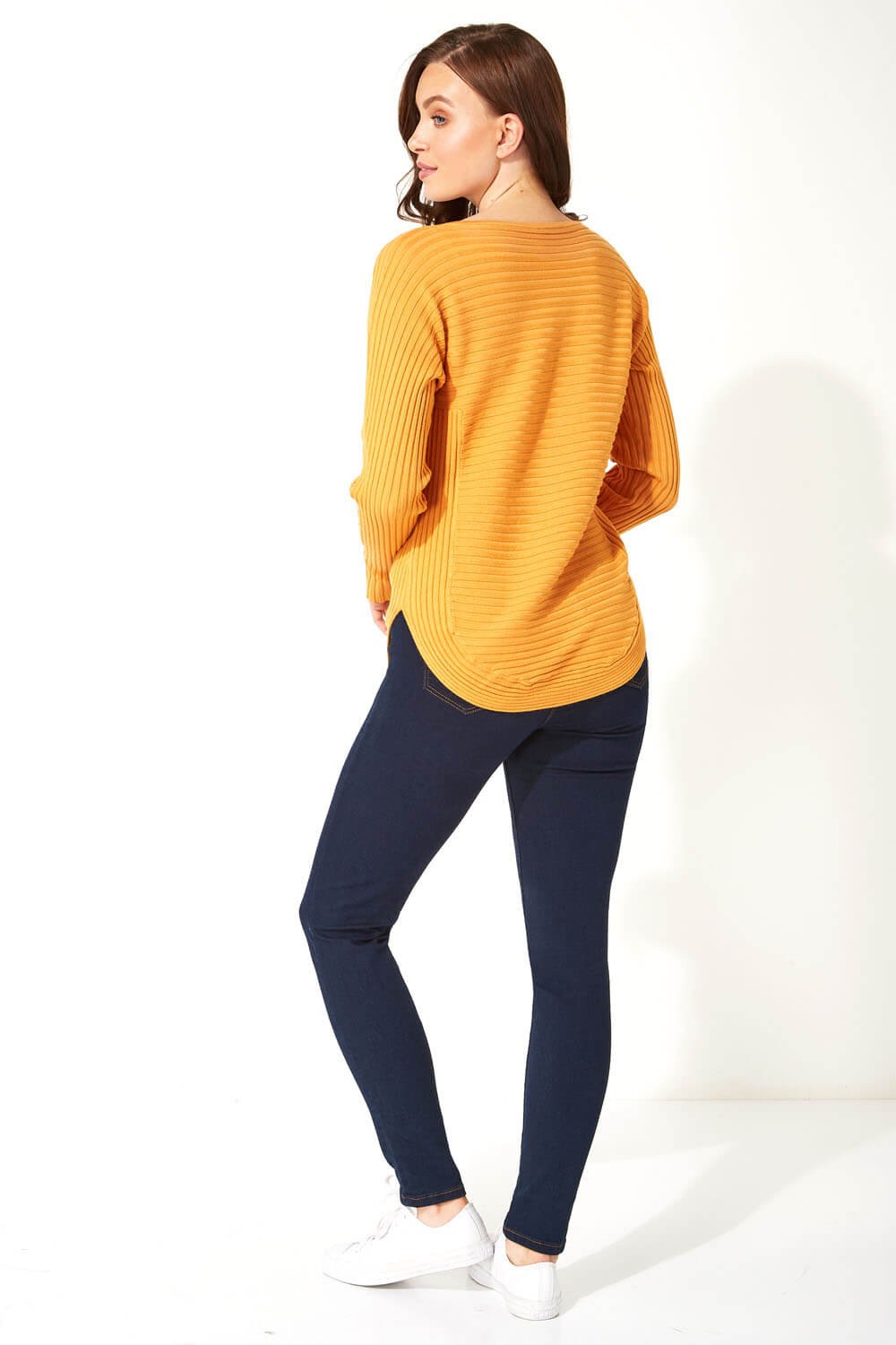 Gold Zip Front V Neck Jersey Long Sleeve Top, Image 3 of 5