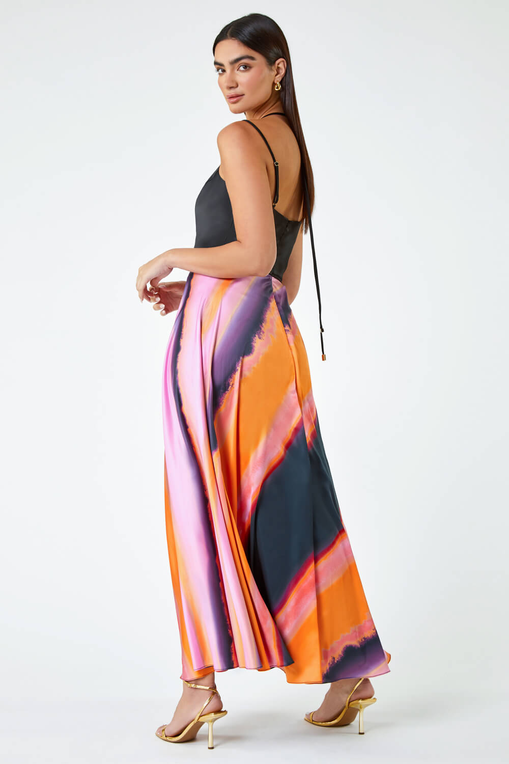PINK Luxe Colourblock Fit & Flare Maxi Dress, Image 3 of 6