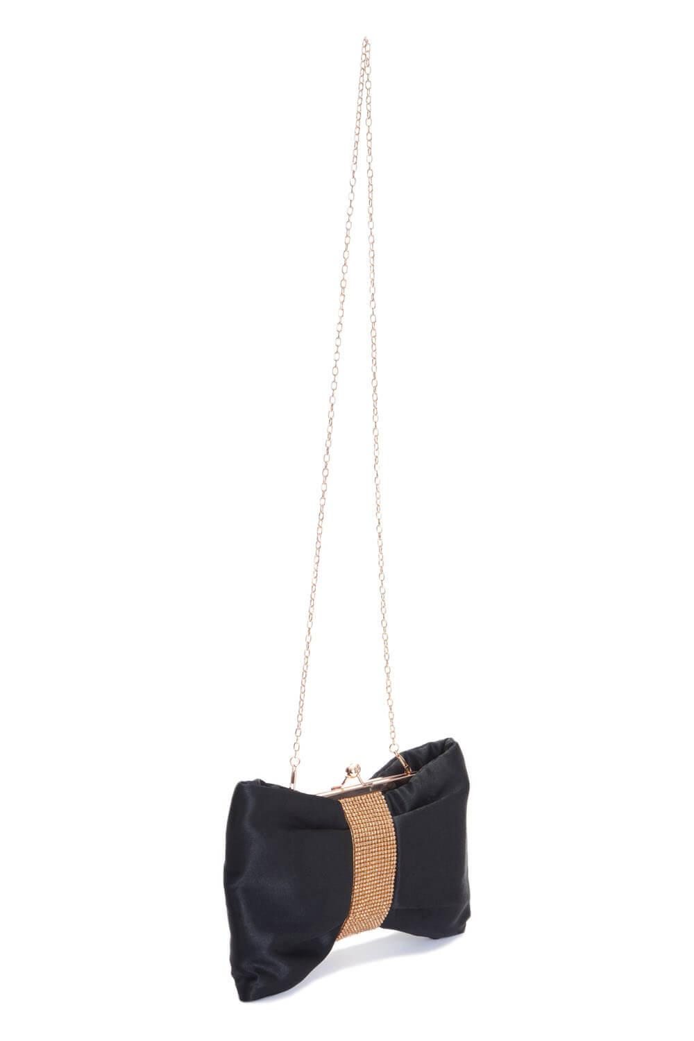 Black Diamante Embellished Bow Clutch Bag, Image 3 of 4