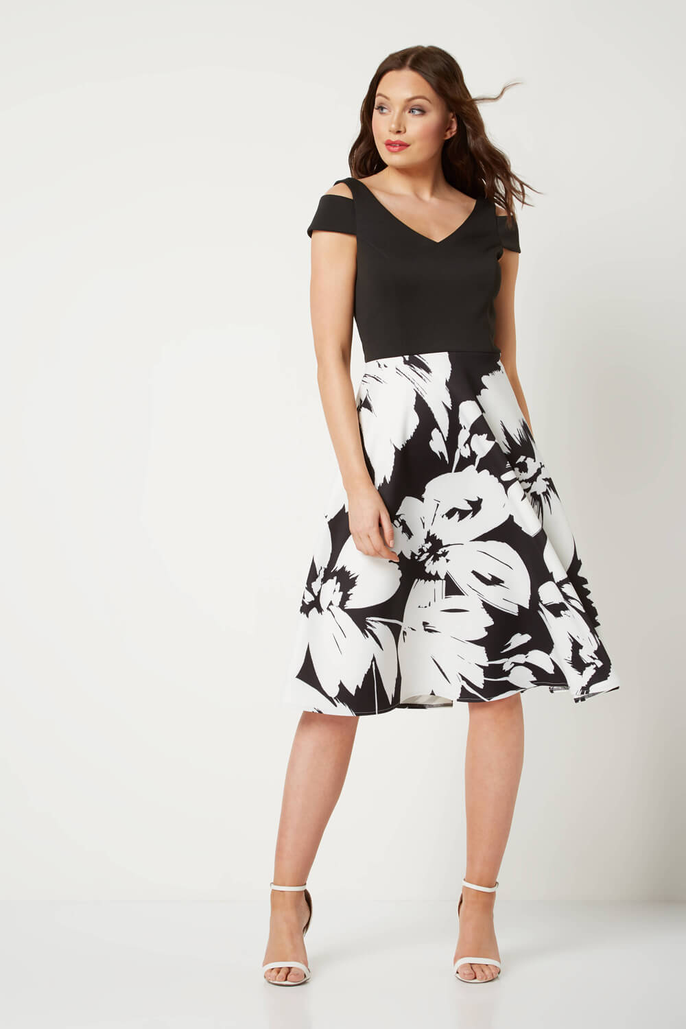 Fit and Flare Floral Scuba Dress