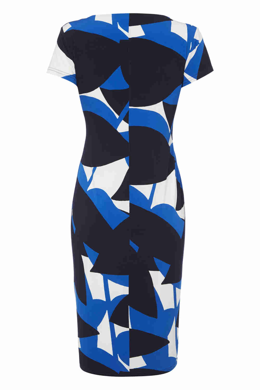 Blue Abstract Leaf Print Jersey Dress, Image 5 of 5