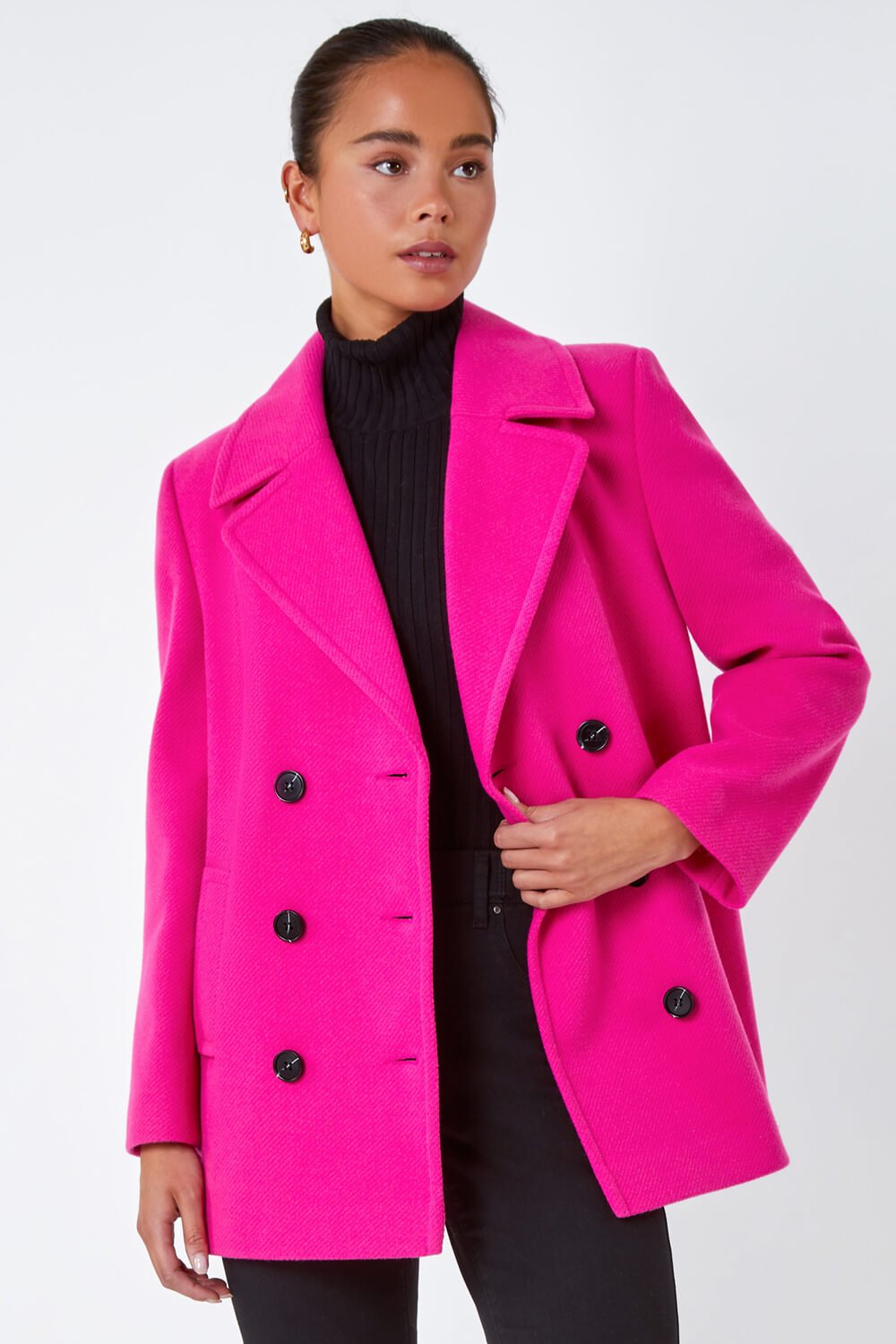 PINK Petite Double Breasted Smart Coat, Image 4 of 5
