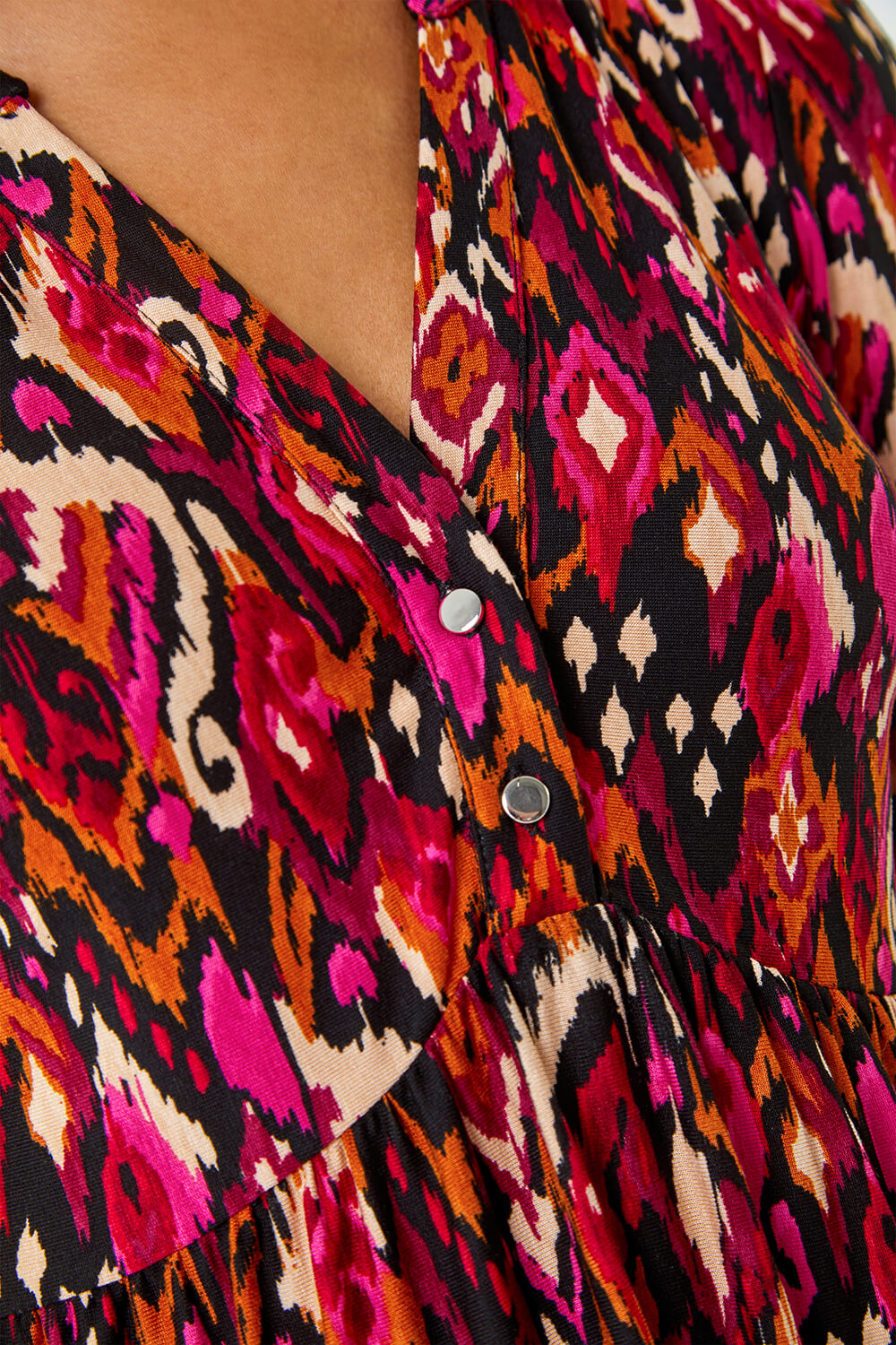 CERISE Aztec Border Print Stretch Dress, Image 4 of 4