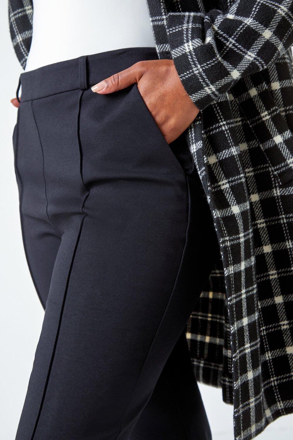 Black Petite Slim Fit Stretch Trousers, Image 5 of 5