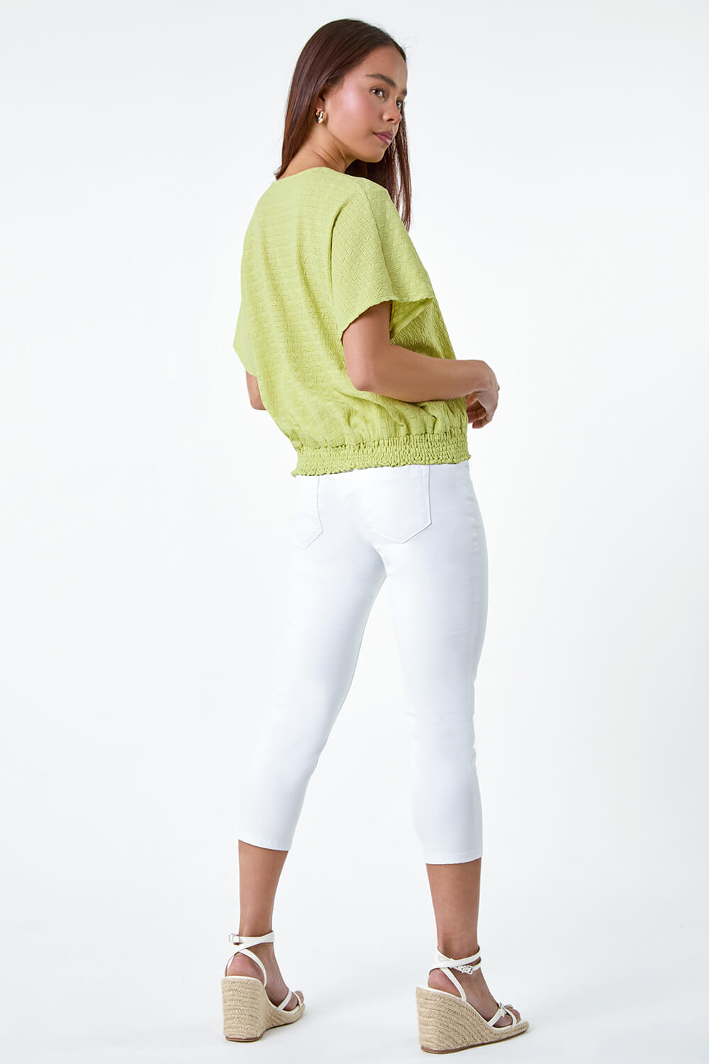 Sage Petite Textured Shirred Stretch Top, Image 3 of 5