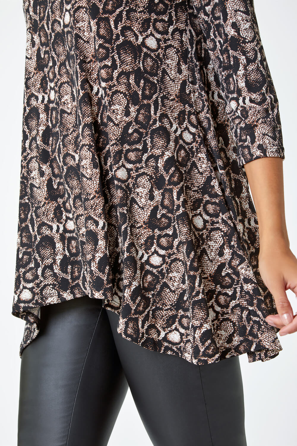 Coffee Animal Print Swing Stretch Top, Image 5 of 5