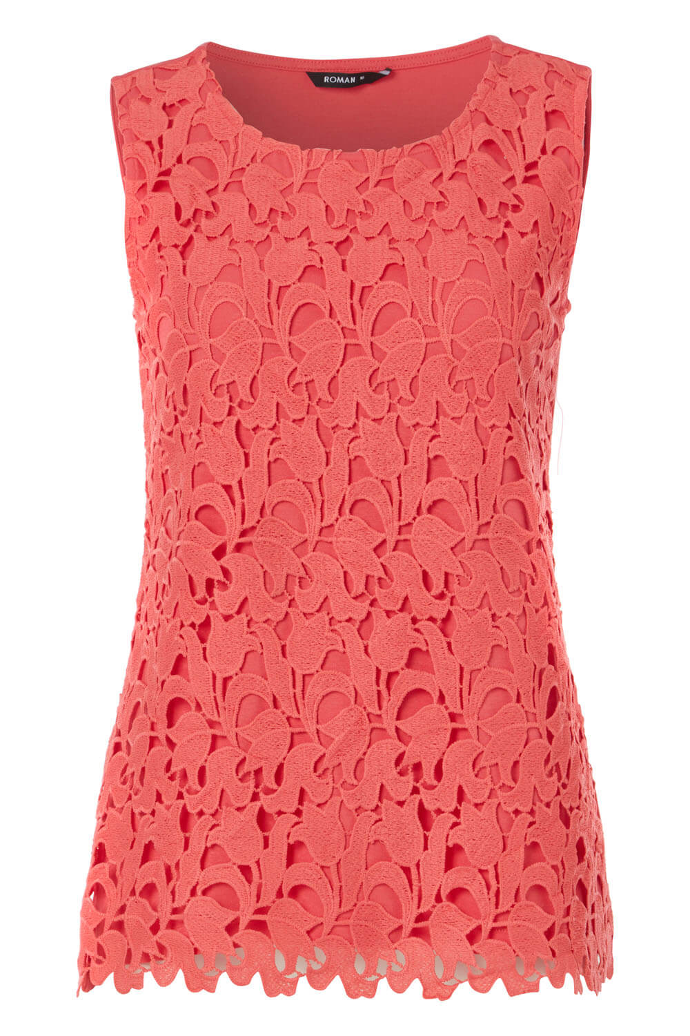CORAL Floral Lace Front Sleeveless Top, Image 5 of 5