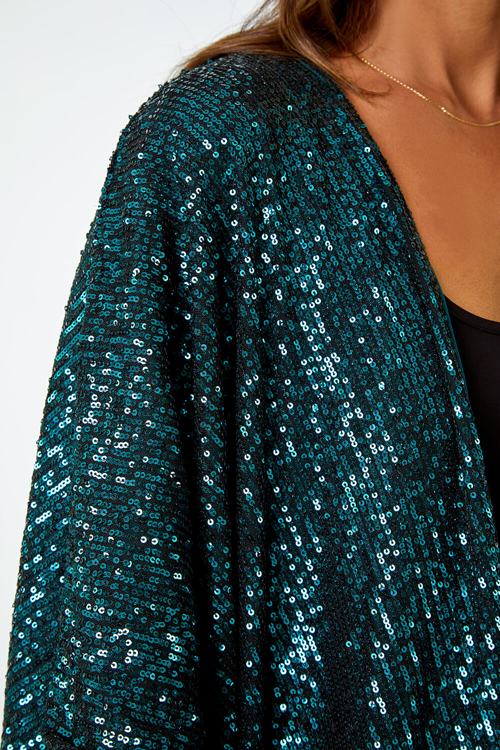 Emerald Embellished Sequin Cape Jacket | Roman UK