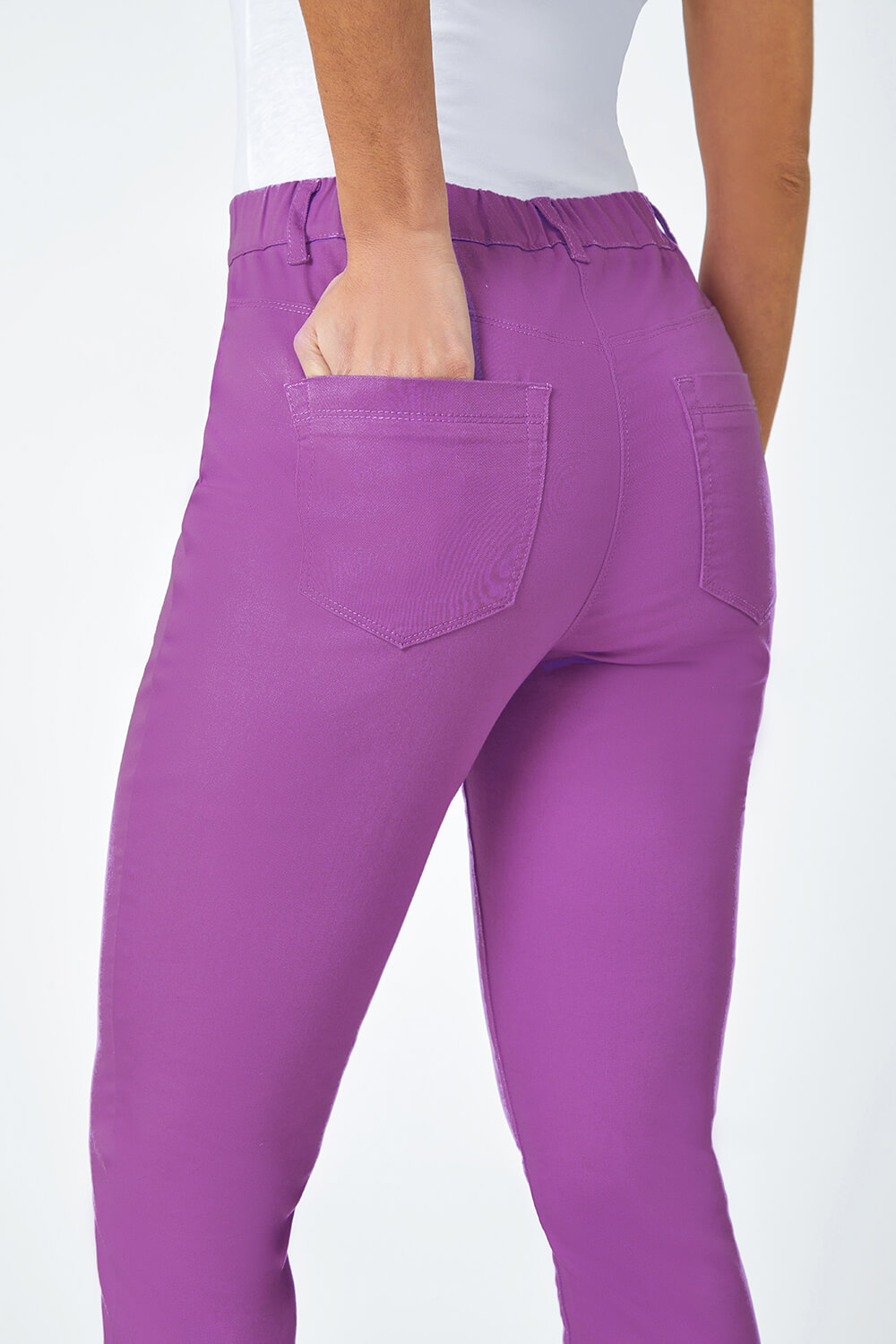 Purple Cotton Cropped Stretch Denim Jegging, Image 5 of 5