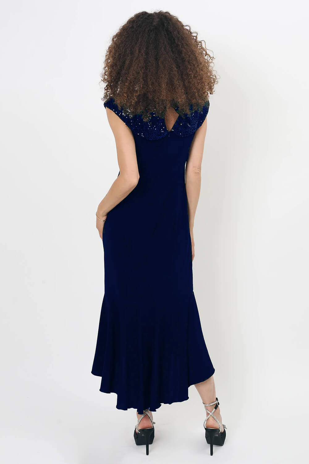 Midnight Blue Julianna Fishtail Sequin Fitted Dress, Image 2 of 3
