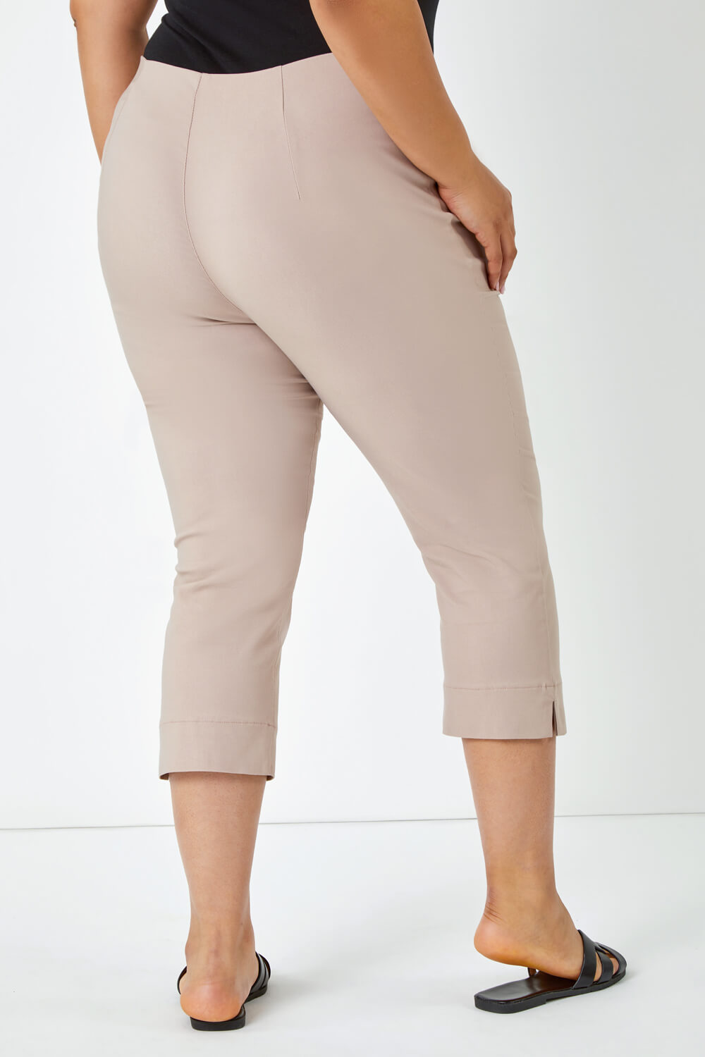 Taupe Curve Cropped Stretch Trouser, Image 3 of 5