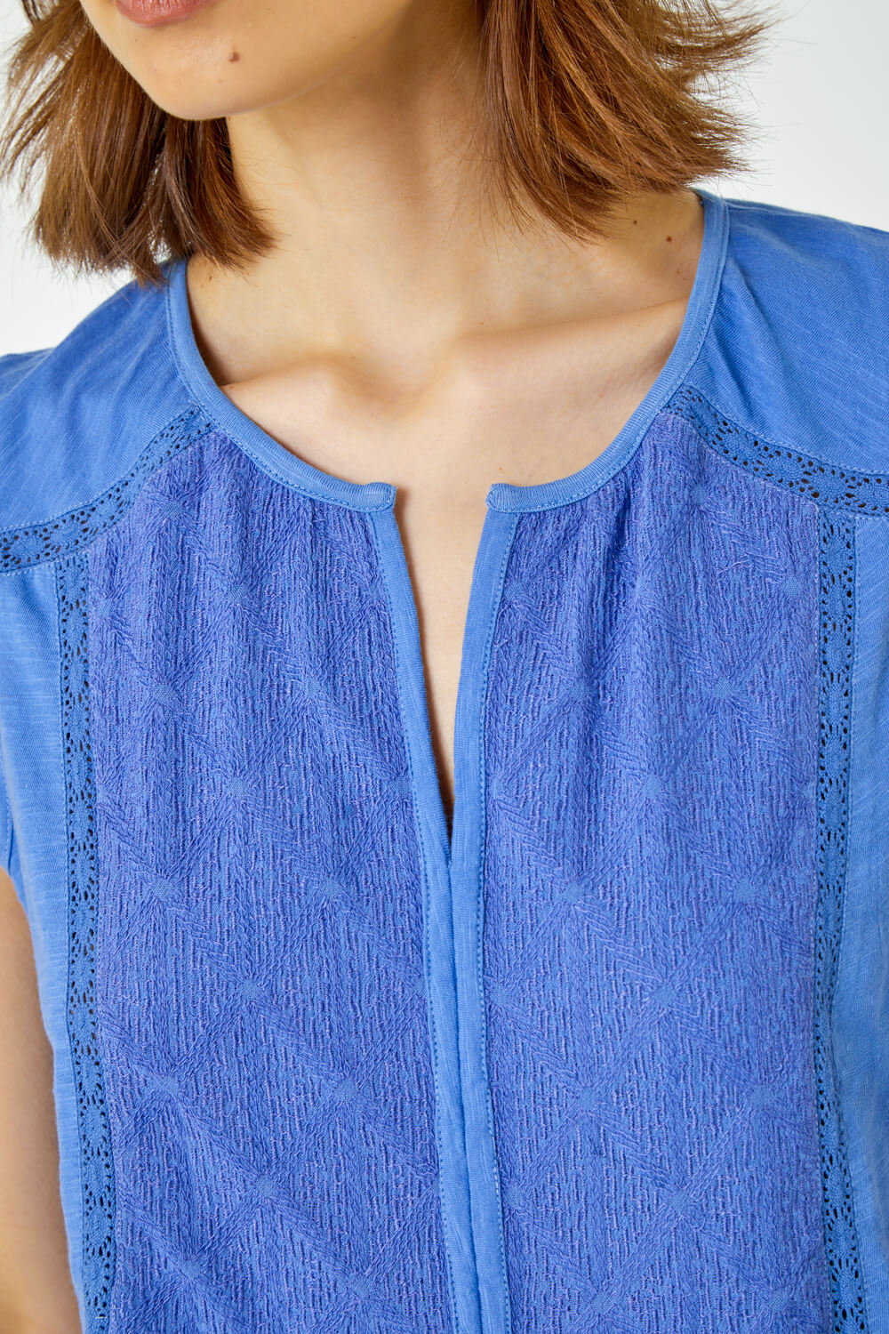 Blue Embroidered Peplum Cotton Vest, Image 5 of 5