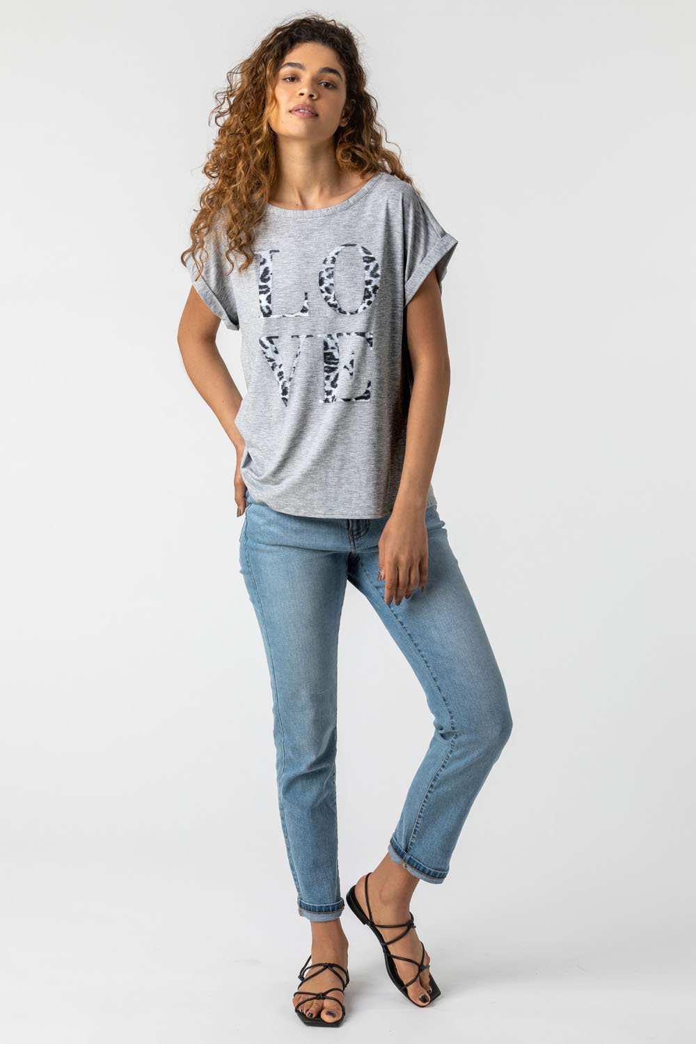 Grey Animal Print Love T-Shirt, Image 3 of 4