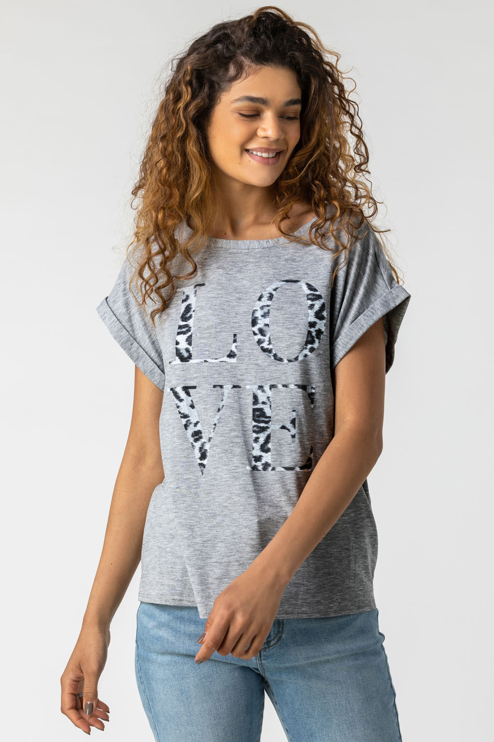 Grey Animal Print Love T-Shirt, Image 4 of 4