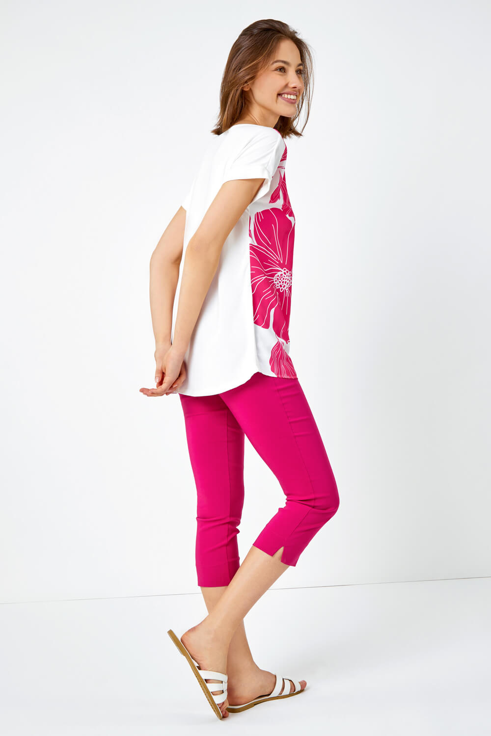 PINK Floral Print Stretch T-Shirt, Image 3 of 5
