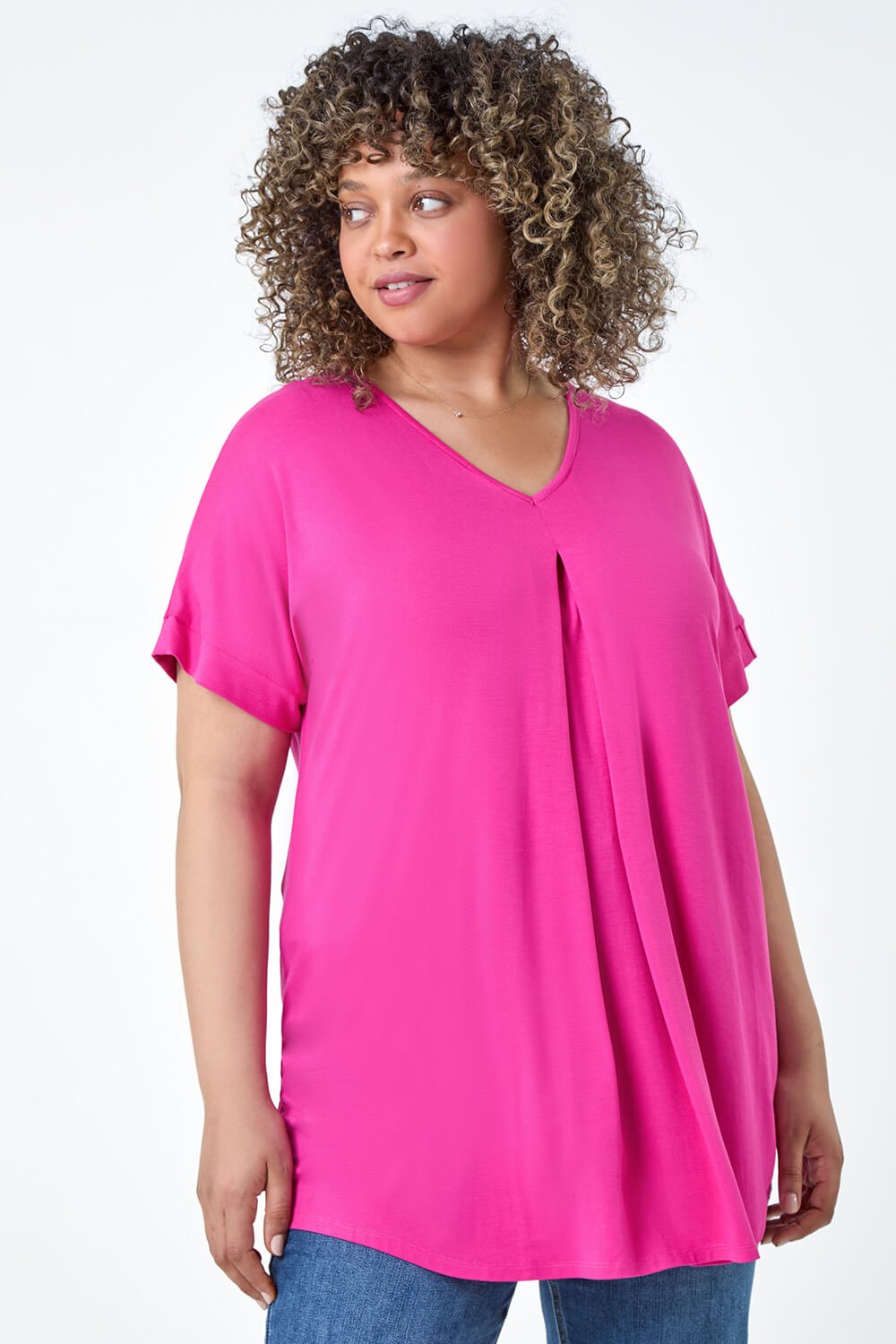 PINK Curve Plain Pleat Front Stretch Top, Image 4 of 5