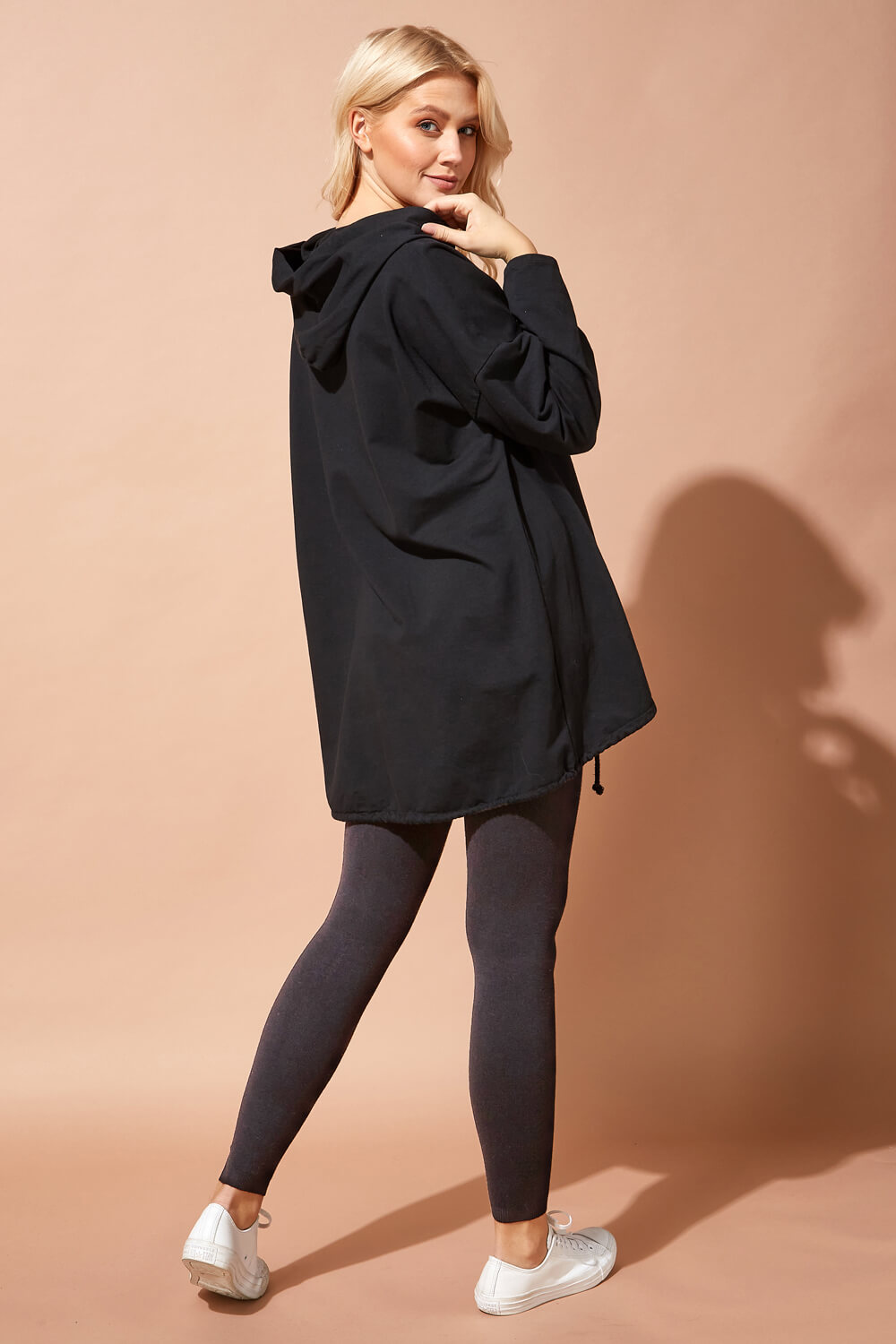 Navy  Be Kind Hooded Longline Sweater, Image 3 of 4
