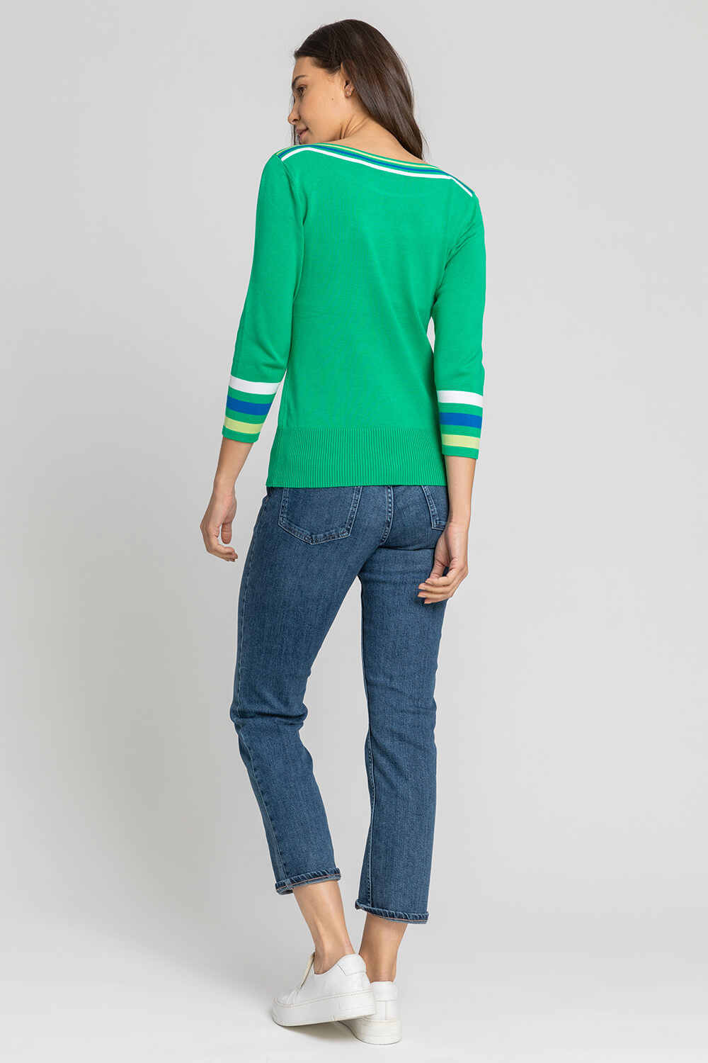 Emerald Heart Embroidered Stripe Print Jumper, Image 2 of 5