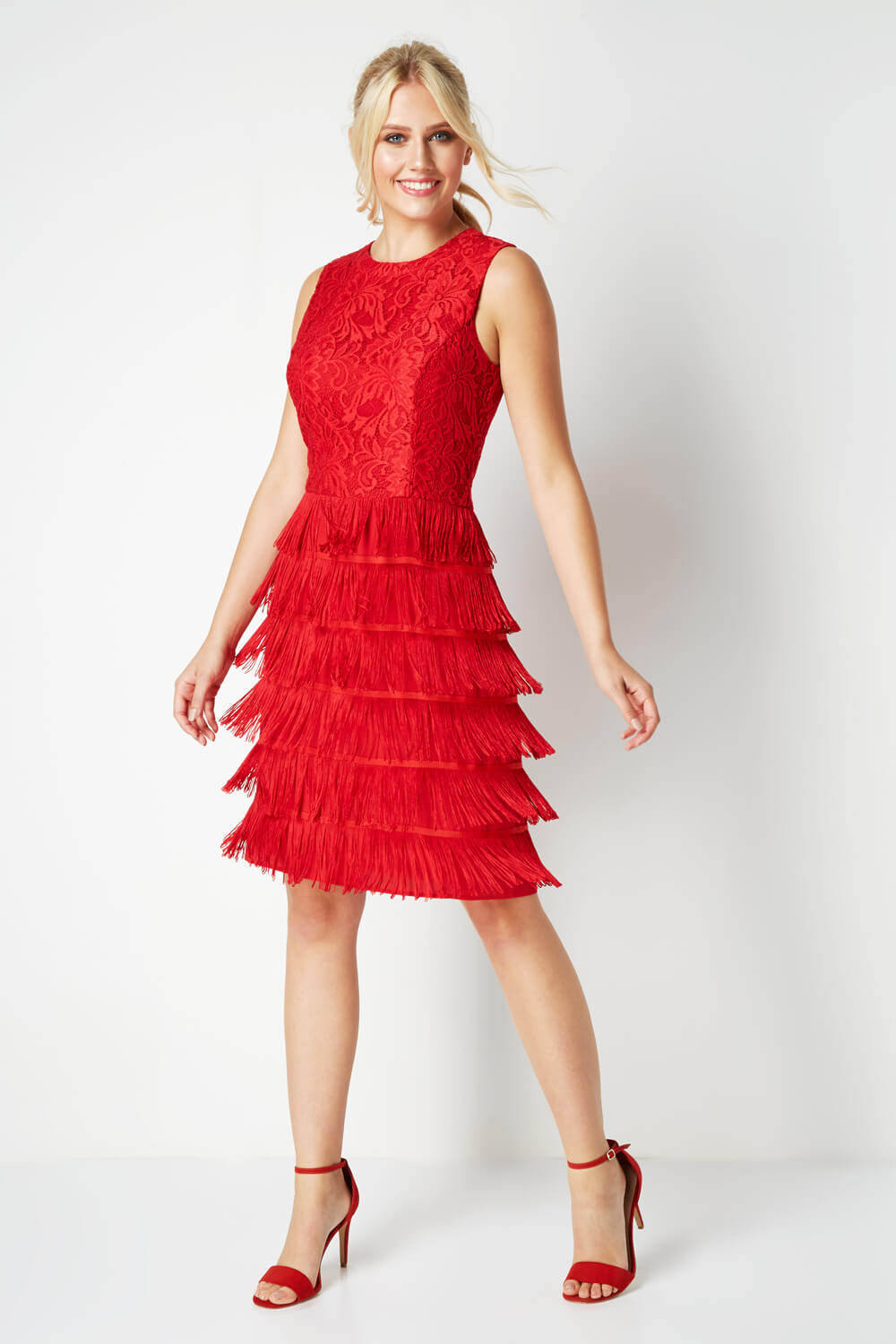 Red Lace Flapper Dress, Image 2 of 5