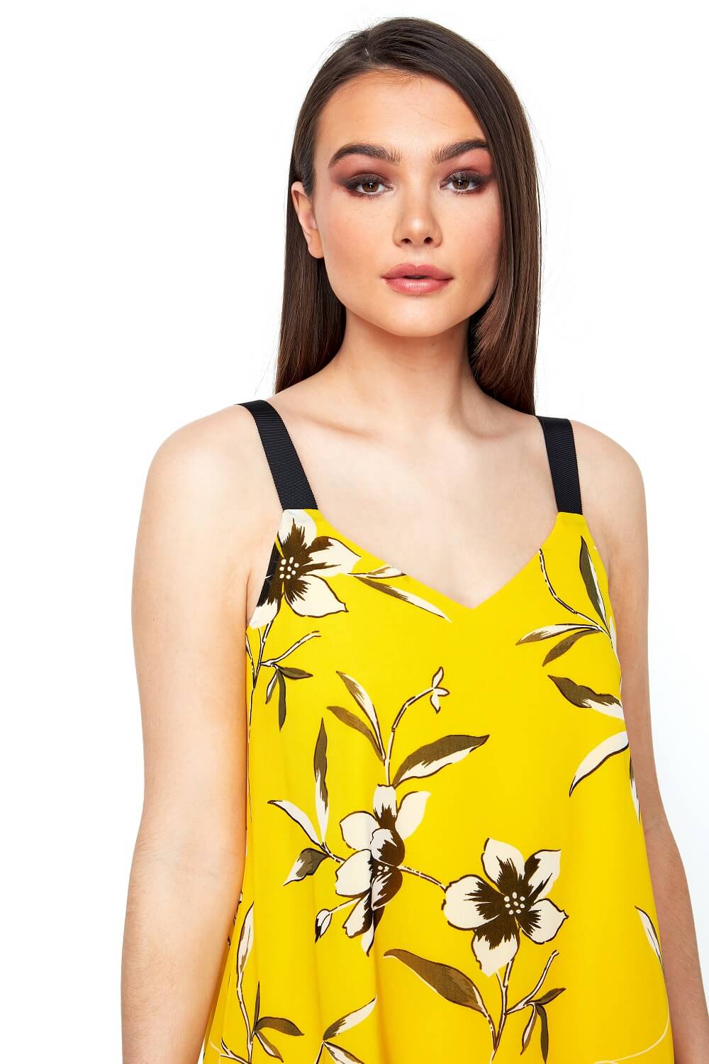 Yellow Double Layer Floral Vest Top , Image 4 of 9