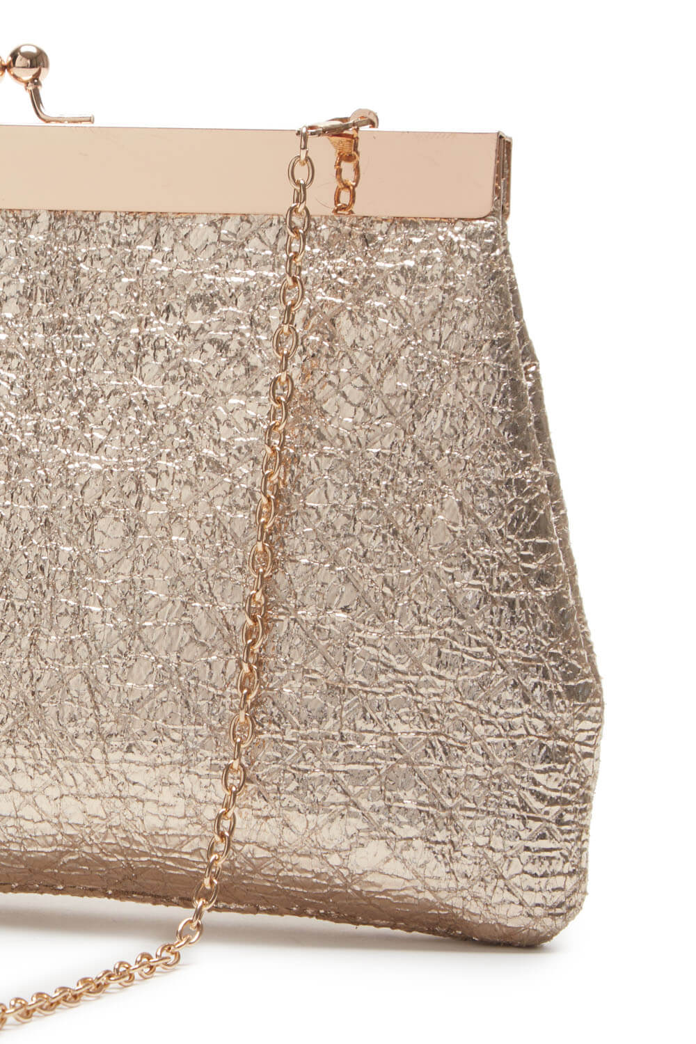 Gold Metallic Crinkle Texture Clutch Bag, Image 4 of 4