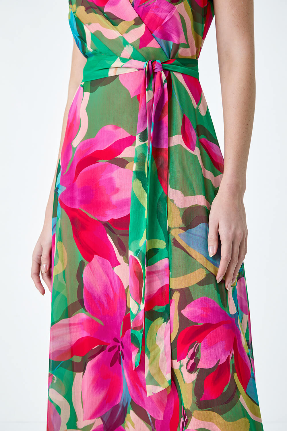 CERISE Floral Print Halterneck Maxi Dress, Image 5 of 5