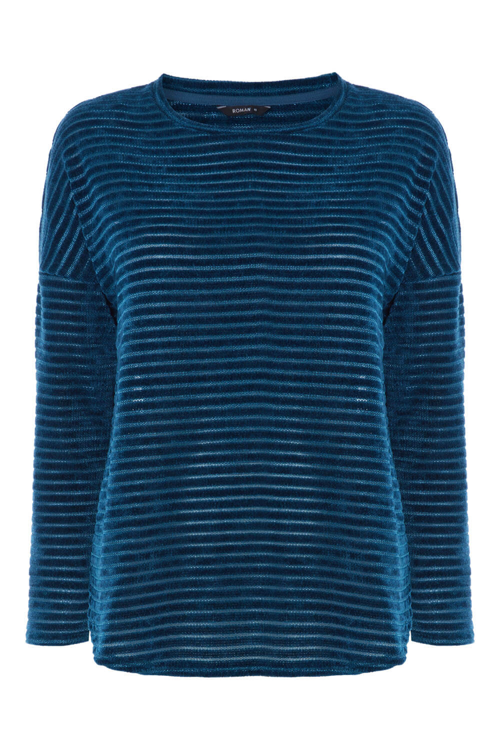 Teal Chenille Stripe Long Sleeve Top, Image 5 of 5